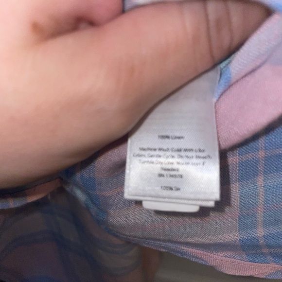Vineyard Vines Classic Fit Tucker Shirt 100% Linen Pink And Blue Plaid Size L - Picture 5 of 7
